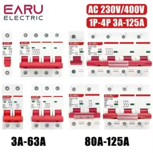 1P 2P 3P 4P DZ47 3A-125A AC 230V 400V Type C Mini Circuit Breaker MCB Short Overload Protector Din Rail Mount Breaking Capacity