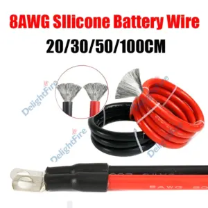 Silicone Wire Soft Battery Cable 8Gauge Stranded Tin-plated Copper Wire M6 M8 M10 Lug For Inverter Car Solar Automotive RV Marin