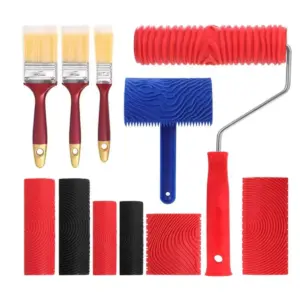 11Pcs Wood Grain Tool Set Wood Grain Painting Tool Wood Grain Roller Wood for Texture Paint Tool DIY Rubber Wood Pattern Paintin