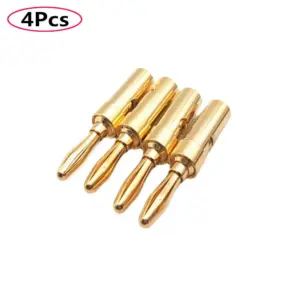 4pcs Pure Copper Wire Binding Post Terminals Cross Banana Plug Connector Solder Free Gold Plated Copper Banana Plug