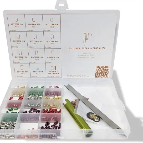 Professional Lock Rekeying Kit with 50 Master Pins, Bottom/Top Pins, Springs in Seal-Tight Box