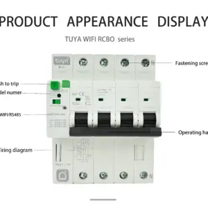 TUYA Circuit Breaker 2P 63A Smart Phone App Remote Control WIFI Smart Home Wireless MCB Leakage Protection 6kA 400V