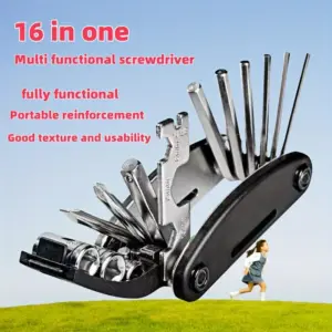 Bike Repair Tool Kits 16 in 1 Bicycle Multitool with Bike Tire Levers Hex Spoke Wrench Folding Metric Repair Tool Set