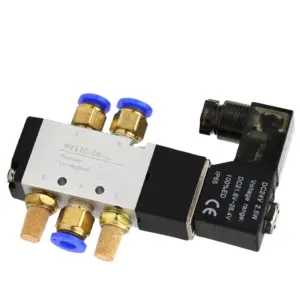 4V110-06 DC12V 24V AC220V Pneumatic Electric Solenoid Valve 5 Way 2 Position Control Air Gas Magnetic