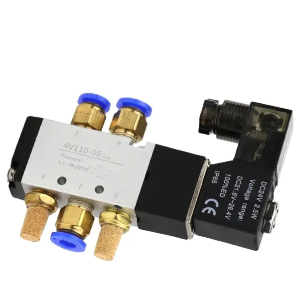 4V110-06 DC12V 24V AC220V Pneumatic Electric Solenoid Valve 5 Way 2 Position Control Air Gas Magnetic