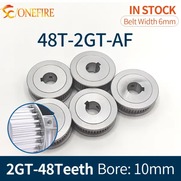 2GT 48 teeth Timing Pulley Bore 10mm(keyway 3mm) Belt width 6mm GT2 Aluminum Pulley Transmission Components 3D Printer Parts