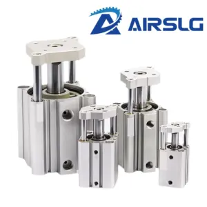 CQMB AFR Brand CQMB20/25/32 No Magnet Stroke 5-100mm Thin AIR Cylinder Double Acting Guide Rod Compact Pneumatic Cylinder