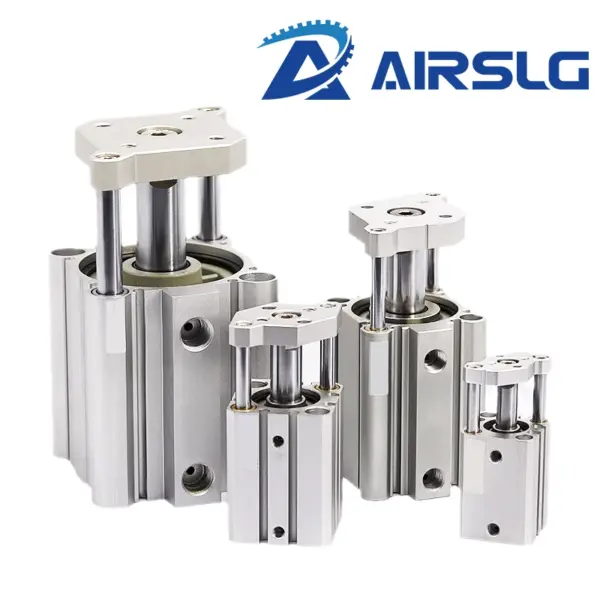 CQMB AFR Brand CQMB20/25/32 No Magnet Stroke 5-100mm Thin AIR Cylinder Double Acting Guide Rod Compact Pneumatic Cylinder