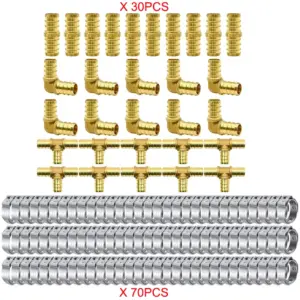 30 Pack 1/2inch PEX Fittings kit for PEX Hose Pipe And Tubing, 1/2" Fittings, Elbow TEE Straight Couplings Set