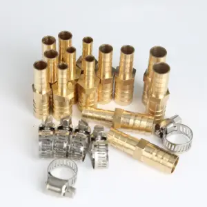 20PCS Brass Hose Barb Reducer Connector Kit, 4 Sizes 10-8/12-6/12-8/12-10mm for Air Water Oil Hose Repair