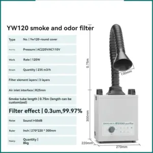 Pure Air Fume Extractor Industrial Smoke Purifier Laser Fume Extractor Soldering Smoke Fume Absorber Purifier
