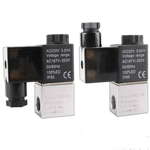 DC12V DC24V AC110V AC220V 2Port 2Pos 1/8" BSP Normally Closed Neutral Electric Pneumatic Solenoid Valve Coil 2V025-06