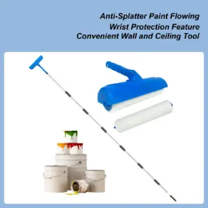 Paint Roller Kit No Drip Applicator With Extension Pole High Ceiling Paint Roller Brush Set For Home Kitchen Bathroom Living
