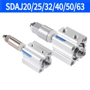 SDAJ20/25/32/40/50/63 Double Acting Piston Aluminum Alloy Adjustable Stroke Compact Thin Air Pneumatic Cylinder
