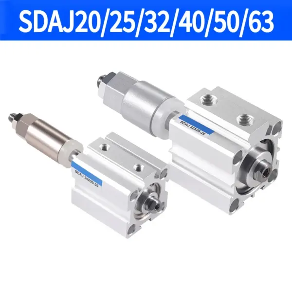 SDAJ20/25/32/40/50/63 Double Acting Piston Aluminum Alloy Adjustable Stroke Compact Thin Air Pneumatic Cylinder