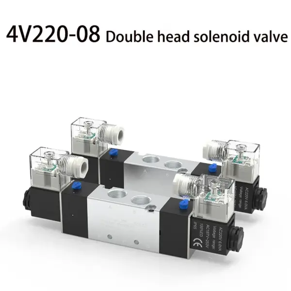 High Quality Solenoid Valve 220V Pneumatic 4V220-08 Air 5 way 2 Position 1/4&quot Coil Alloy Internal DC12V  DC24V AC110V AC24V