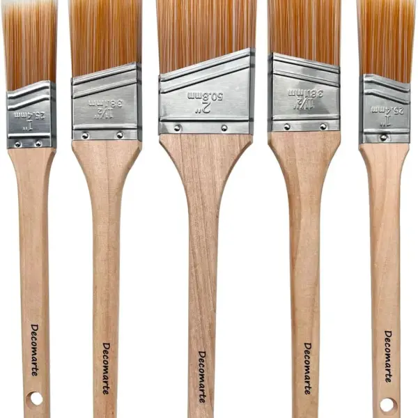 Thin Soft Bristle Angled Sash Brush Set for Painting Doors, Furniture, Trim, Touch Ups