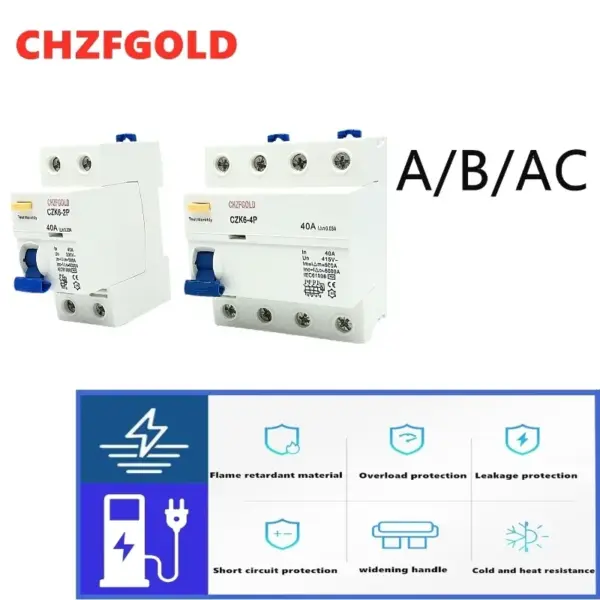 CHZFGOLD4P25A DZ30LEPNL DPNL 230V Residual Current Circuit Breaker With Over And Short Current Leakage Protection RCBO RCCB MCB