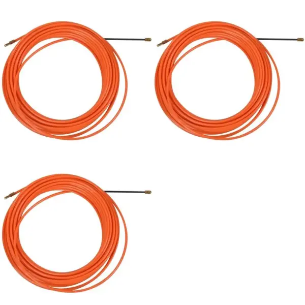 【ALLOWANCE】3Pcs 4Mm 15 Meter Orange Guide Device Nylon Electric Cable Push Pullers Duct Snake Rodder Fish Tape Wire