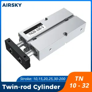 TN 10 16 20 25 32mm Dua Axis Twin Rod Pneumatic Cylinder Stroke 20 30 50 100s 150mm Airtac Type Tn Double Acting Air Cylinder