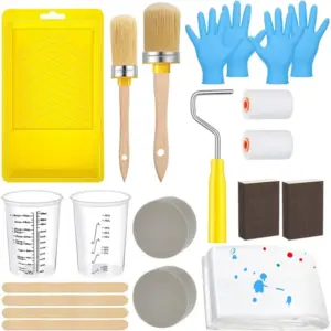 GYTB-Sponge Block, Mixing Sticks, And Cups Included In 20-Piece Piece Paint Brush And Roller Set- Tray Liner, Nitrile Gloves