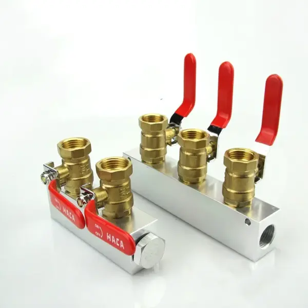With Brass Ball Valves 1/2" BSP Female 27x36mm 2-10 Ways 4-12 Ports Solid Aluminum Pneumatic Manifold Air Distribution Block