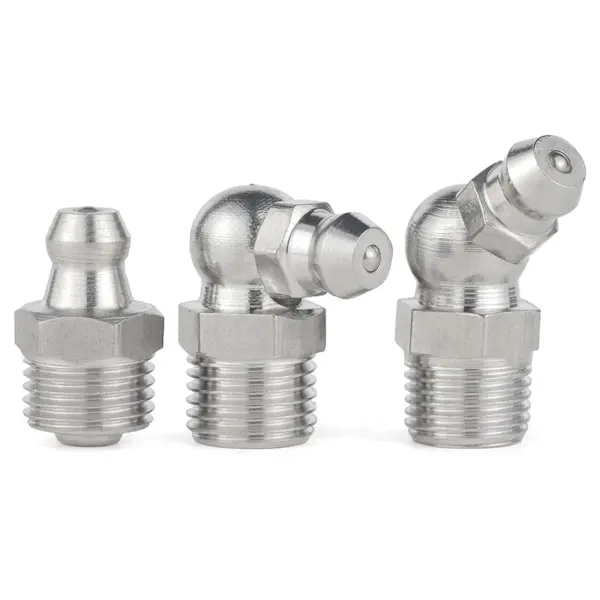 NTP G1/8 G1/2 G3/8 304 Stainless Steel A2 Lubricating Cone Type Male Thread Hydraulic Zerk  Grease Nipple Fittings