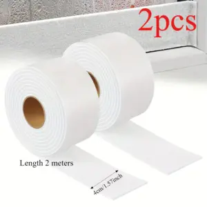 2PCS Weather Stripping Seal Tape, 2m Self-Adhesive Foam Strip for Window, Door, Draft Stopper and Noise Insulation