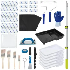 54 PCS Paint Roller Kit with Extension Pole All-in-One Painting Supplies and Repair Set for Home DIY - Includes 4" and 9" Rolle