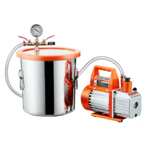 SucceBuy 3.5 CFM Single Stage Pump & 3 Gallon Vacuum Chamber Degassing Chamber Kit for Stabilizing Wood Degassing Silicone Resin