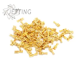 Hot 100Pcs 4.8mm/6.3mm Electric Wire Connectors Set Female Crimp Terminal Gold Brass Car Speaker Connector
