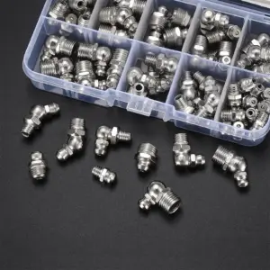 60Pcs Metric Grease Fittings Set M6 M8 M10 Straight And 90 Degree Zerk Oil Nipples For Hydraulic Lubrication Systems