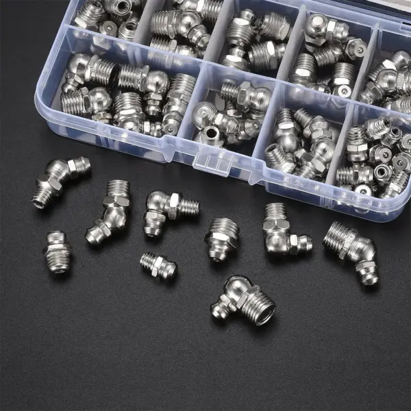 60Pcs Metric Grease Fittings Set M6 M8 M10 Straight And 90 Degree Zerk Oil Nipples For Hydraulic Lubrication Systems