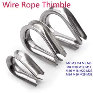 304 Stainless Steel Wire Rope Thimble Silver Cable Wire Rope Clamp Thimbles Rigging Hardware Chicken Heart Ring Fixing Workpiece