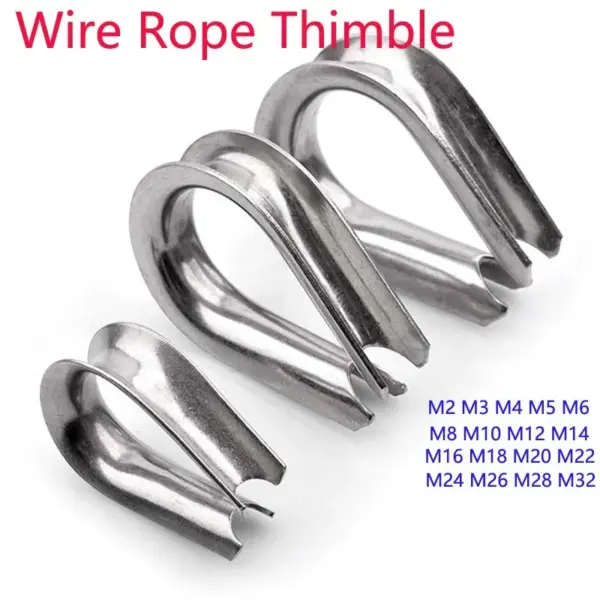 304 Stainless Steel Wire Rope Thimble Silver Cable Wire Rope Clamp Thimbles Rigging Hardware Chicken Heart Ring Fixing Workpiece
