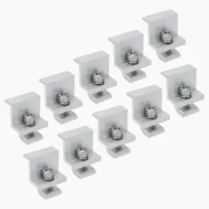 10 Pcs Solar Panel End Clamp Aluminum Mounting Bracket PV Module Rail Grounding Clip for Roof (35mm)