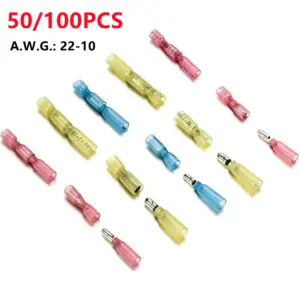 50/100PCS Heat Shrink Bullet Connectors Elelctrical Cable Butt Crimp Terminals Female Male Waterproof Insulated Wire Terminals