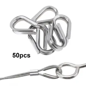 50pcs M3 Wire Rope Thimble Rigging Clamp Set for 1/8 Inches Diameter Stainless Steel Wire Rope Cable Thimbles Ring Clamp Kit