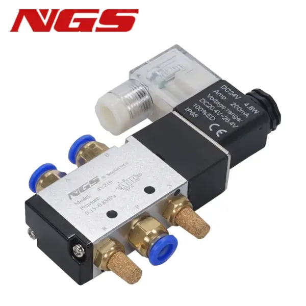 Pneumatic Electric Solenoid Valve 4V210-06 5W2P Control Air Gas Magnetic Valve 12V 24V 220V Coil Volt 4mm-12mm Hose Fittings