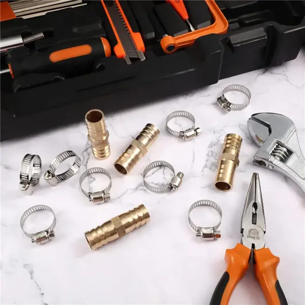 A96I-24 Pieces Hose Repair Connectors With Claps Brass Garden Hose Repair Kit Fitting Water Hose Repair Kit Solid Female Hose