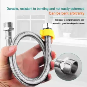 Stainless Steel Flexible Shower Hose G1/2 Internal External Threaded Braided Extension Sprayer Pipe 20-200cm Adjustable Length
