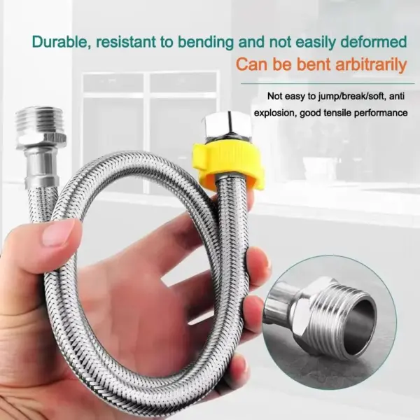 Stainless Steel Flexible Shower Hose G1/2 Internal External Threaded Braided Extension Sprayer Pipe 20-200cm Adjustable Length