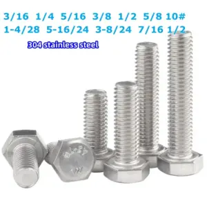High Strength External Hex Bolt British American Standard Hexagon Head Screw Assorted Sizes