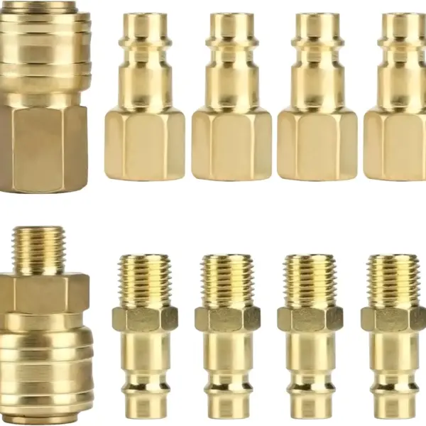 10 Pcs Compressed Air Coupler 1/4" BSP Female and Male Air Compressor Connector Copper Coating Air Hose Connector Compressor