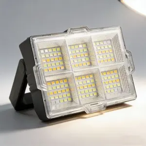 1/2Pack Solar Rechargeable Work Light, 150 LED Portable Flood Lights with Stand IP66 Waterproof 4 Modes LED Job Site Lighting