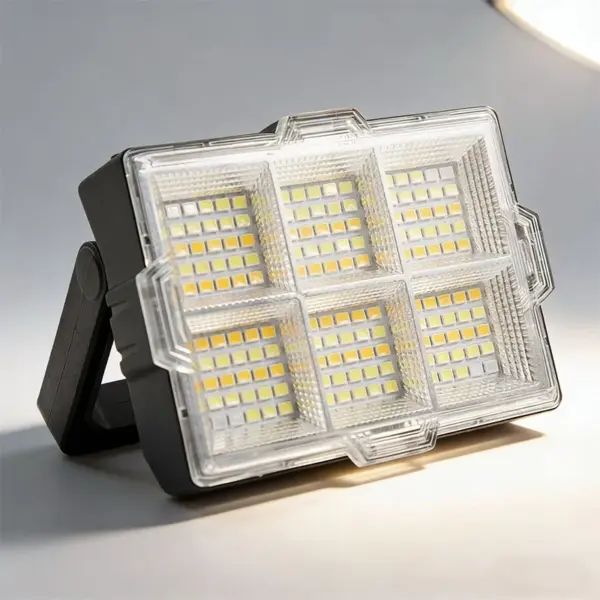 1/2Pack Solar Rechargeable Work Light, 150 LED Portable Flood Lights with Stand IP66 Waterproof 4 Modes LED Job Site Lighting