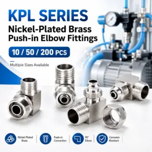 KPL Nickel-Plated Brass Pneumatic Connector Elbow L-Type Push-in Fitting M5 1/8 1/4 3/8 Air Pipe Quick Joint 4-16mm 10-200PCS