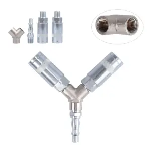 3 WAY QUICK RELEASE 1/4" BSP AIRLINE COUPLING AIR LINE HOSE Y SPLITTER CONNECTOR