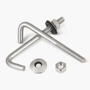 M5 M6 304 SS Hook Irregular Screw / Right Angle Hook Bolt Round Square L Tilting Hook Bolts Set Screw with Heax Nuts and Washers