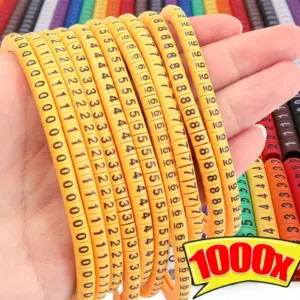 1000/500Clip Cable Wire Markers Colorful Electrical Wire Numbering Marker Tube Number Labels Insulation Sleeve Clip Accessories